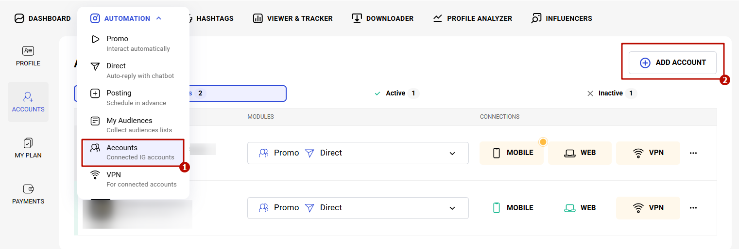How to add one more account?